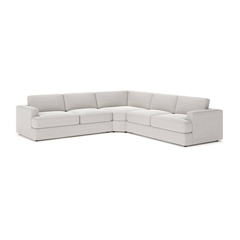 Cayden 3-Piece Upholstered Wedge Sectional, Drusky Ivory Sustain® Basketweave