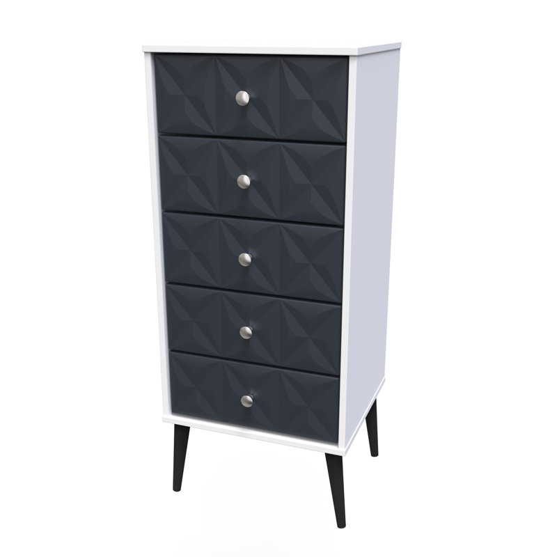 Carnlea 45cm W Manufactured Wood Bedside Table, Indigo Matt/White