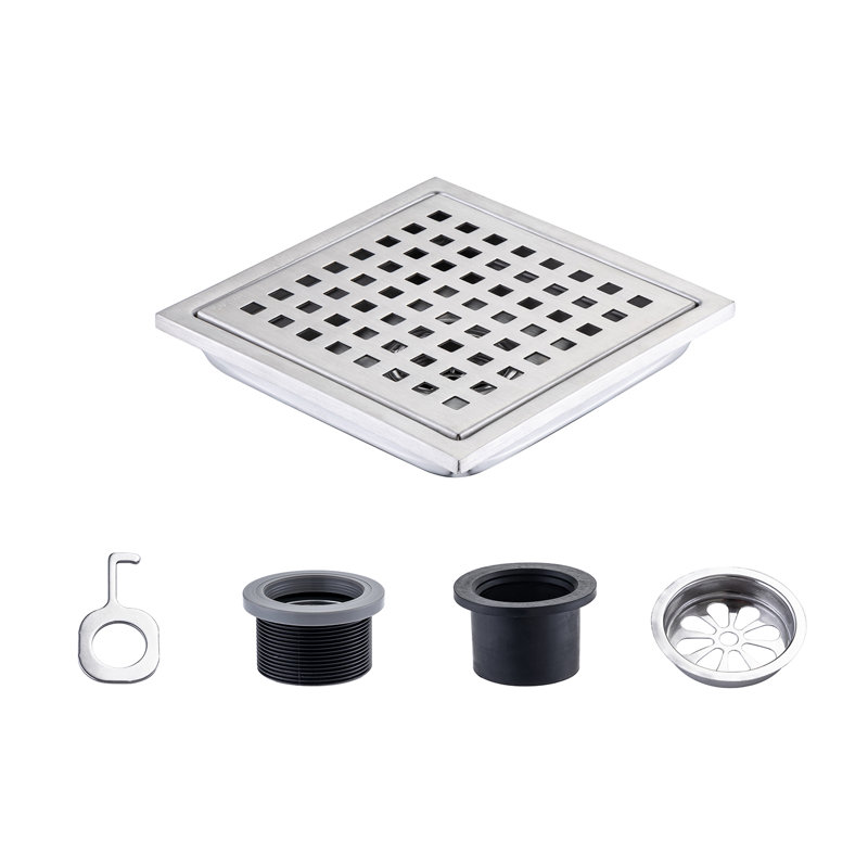 Drain de douche à grille, Nickel brossé