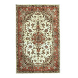 Hand-Knotted High-Quality Ivory and Red Area Rug