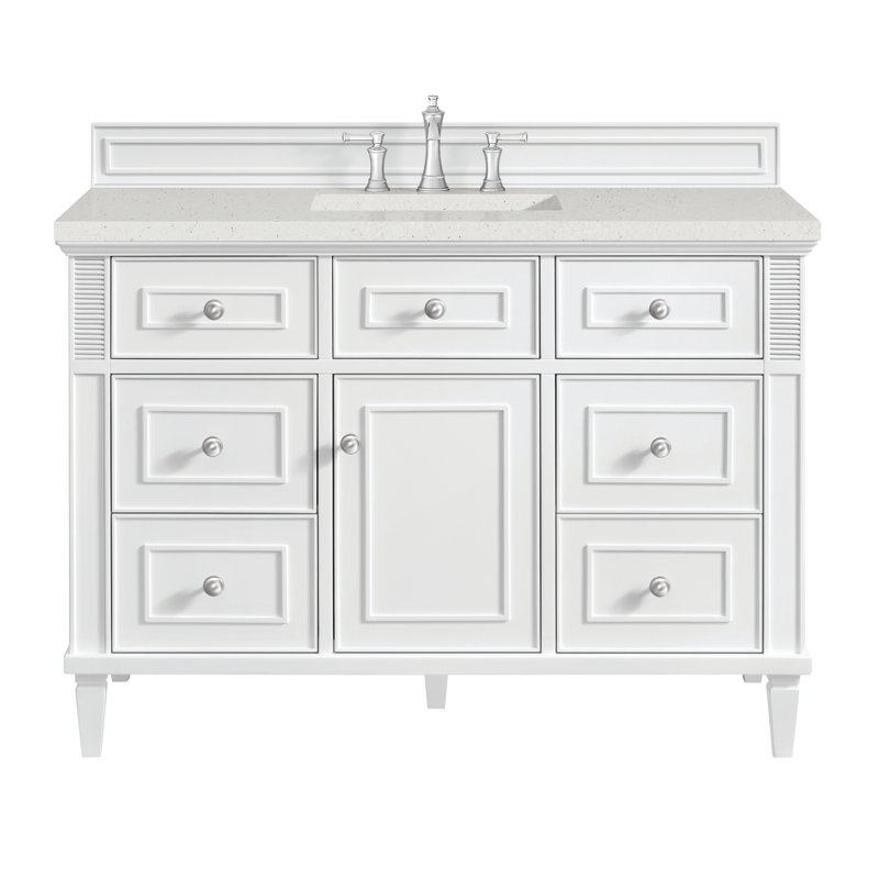 Lorelai 48'' W Single Vanity, Bright White, Lime Delight Quartz, 8" Widespread
