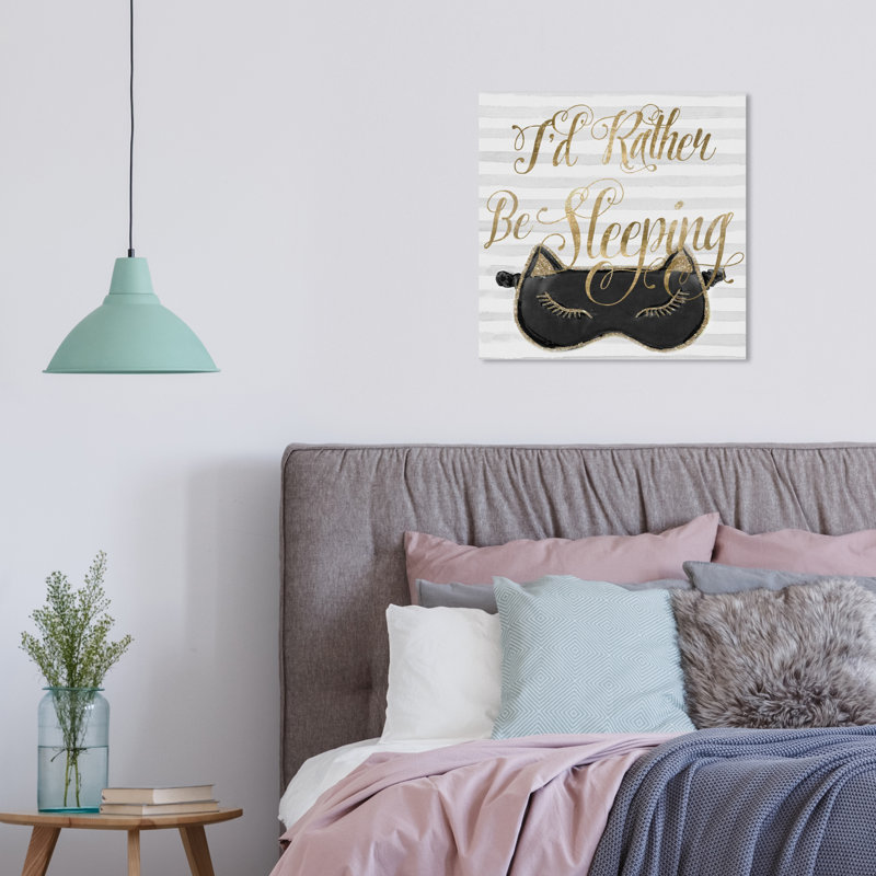 «I Rather Stay Night» - Art textuel, Toile tendue, H 16 po x l 16 po