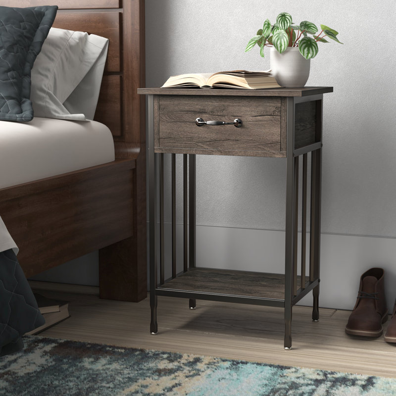 Kempst 15.7'' W Nightstand, Black/Gray, Individual