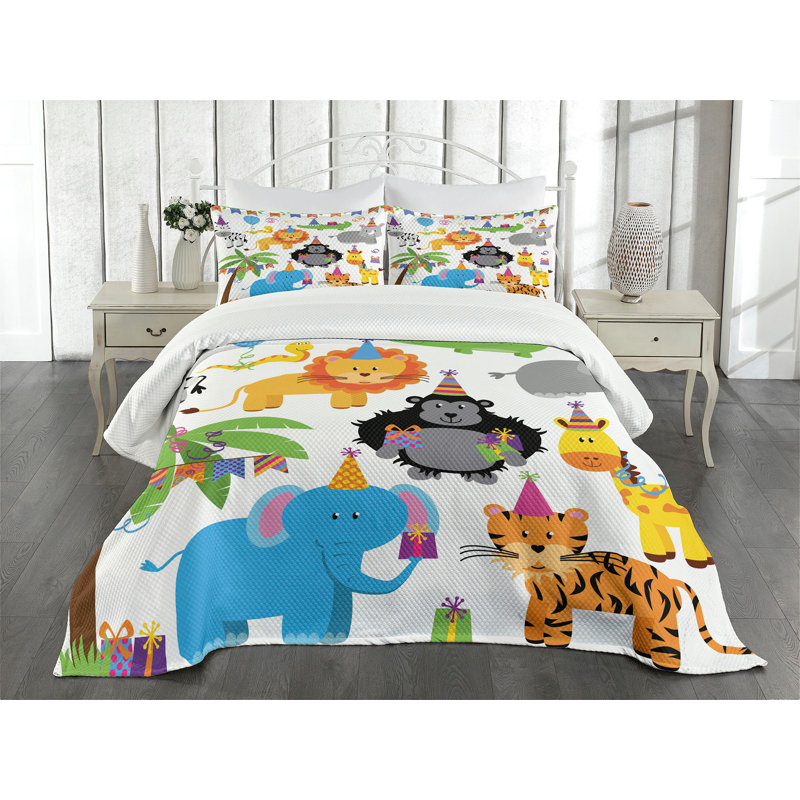Multicolore Ambesonne, Couvre-lit pour très grand lit + 2 taies décorat