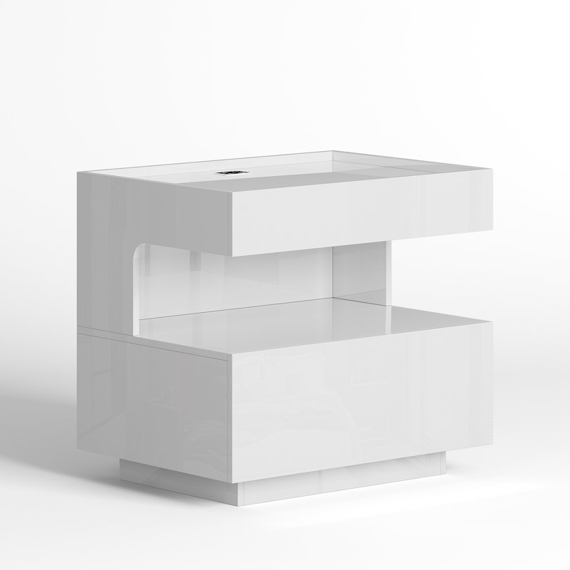 55cm W Manufactured Wood Bedside Table, White