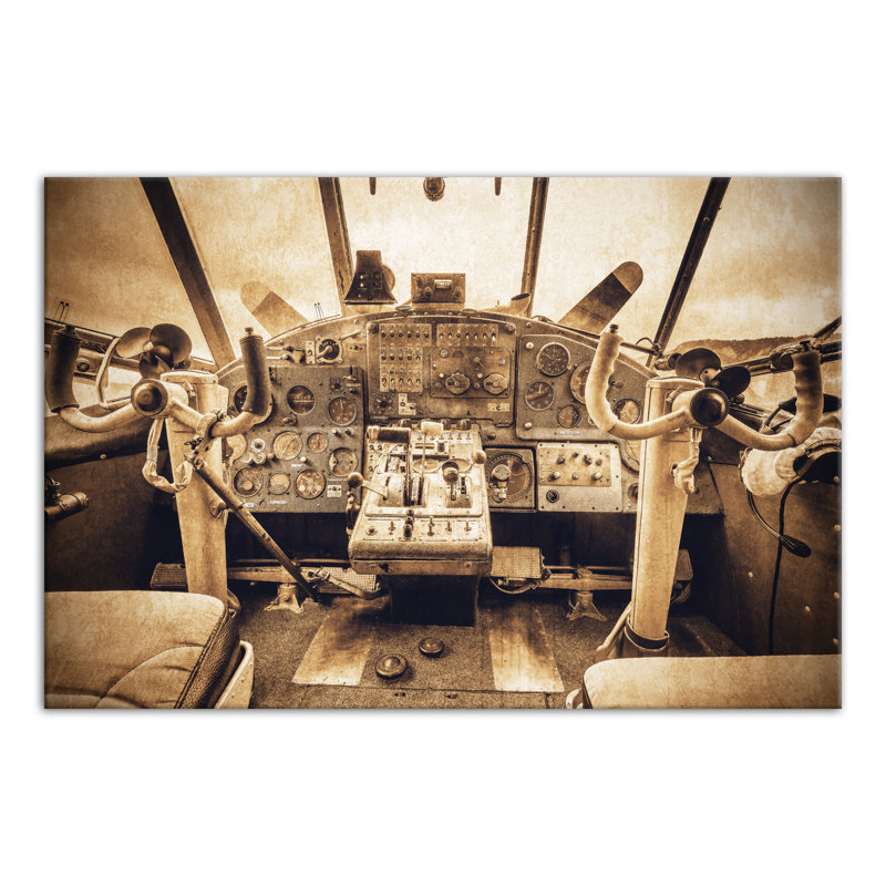 Impression de cockpit d'avion sépia sur toile