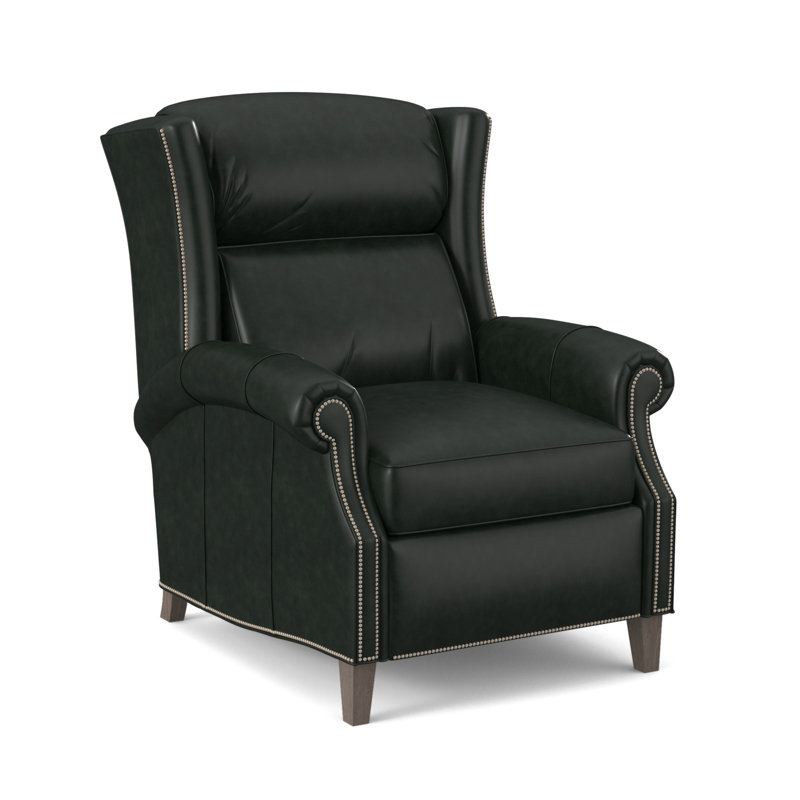 Fauteuil inclinable standard de 33 po de largeur Vassilios, Étain n<sup>o</sup> 9, Cuir véritable vert forêt d'Anilina