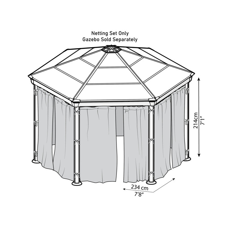 Gray Polyester Gazebo Netting Set for Roma and Monaco Models