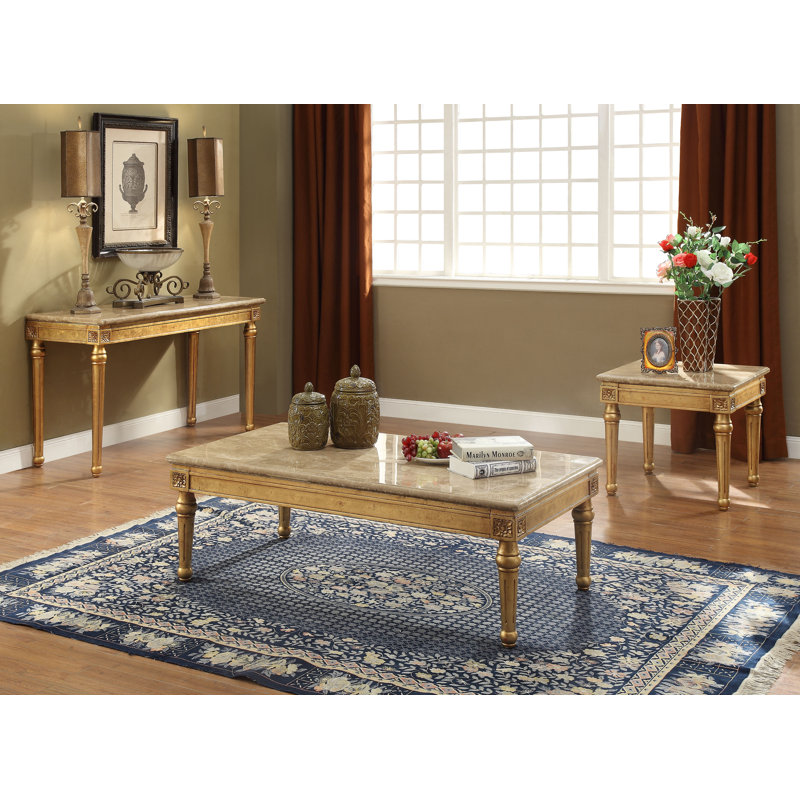 3 - Piece Marble Top Living Room Table Set