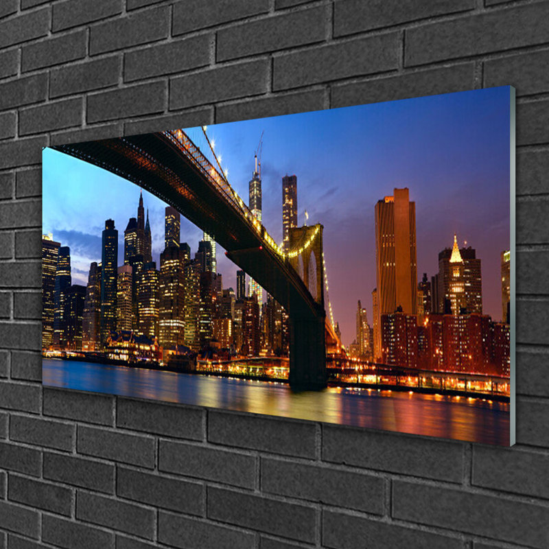 Architecture Bridge City Water - No Frame Print on Glass