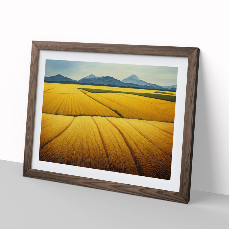 Magnificent Wheat Field - Single Picture Frame Painting, 25cm H x 34cm W x 2cm D, Walnut