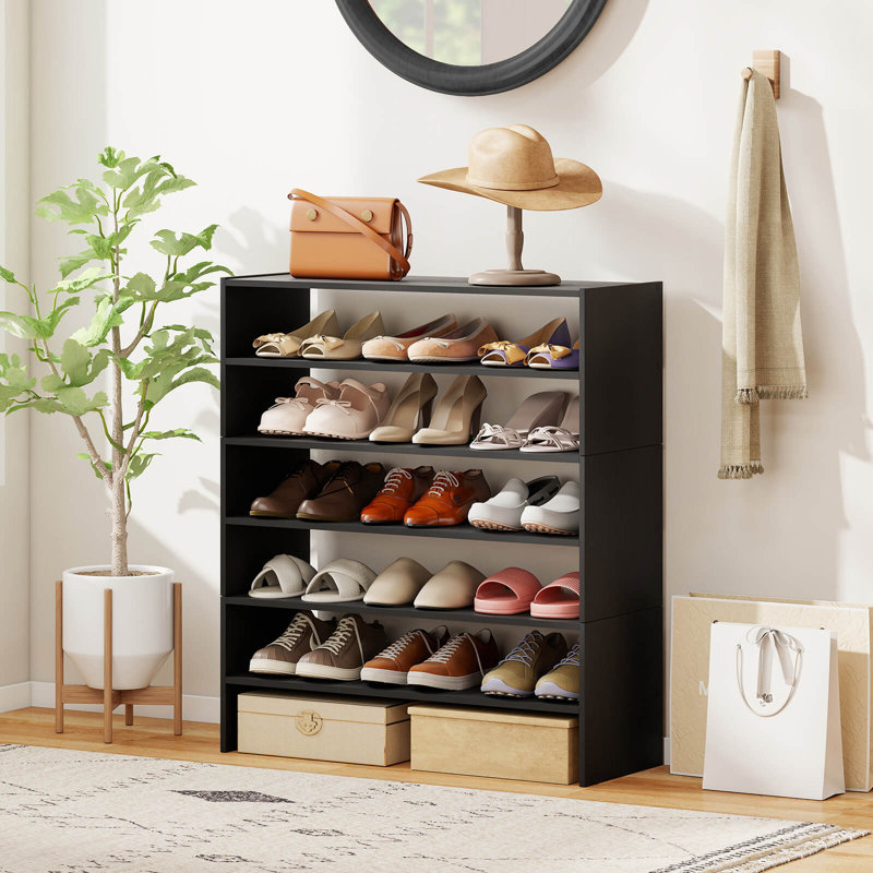 3 étagères à chaussures horizontales avec rangement à 3 niveaux, Noir