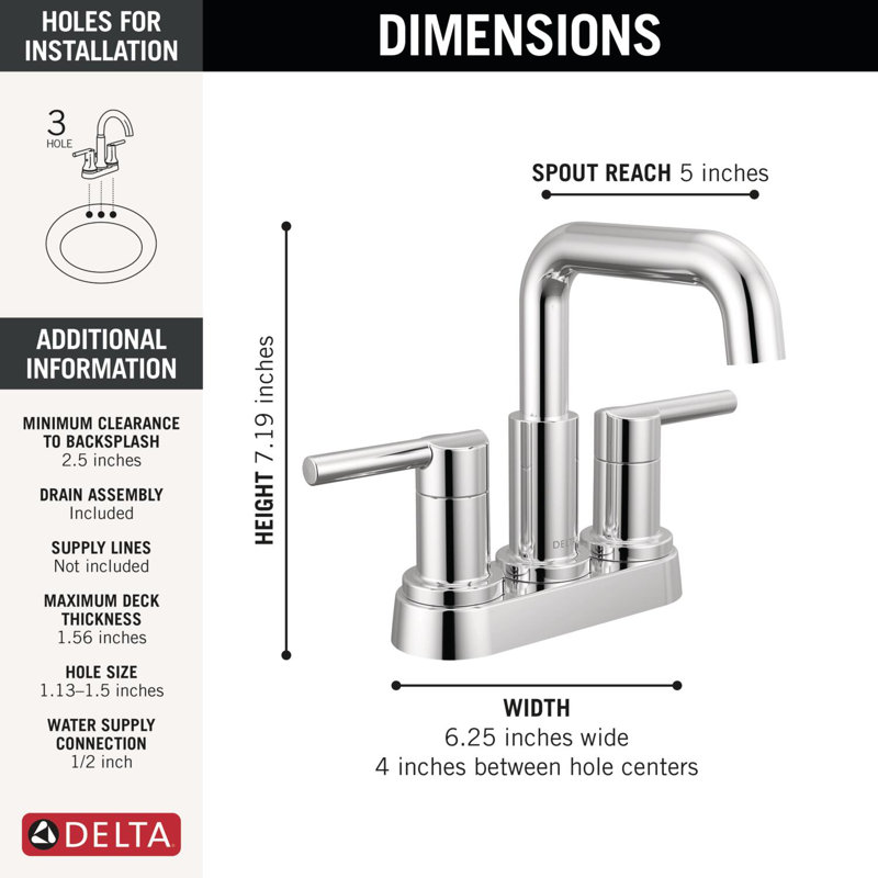 Nicoli Centerset Bathroom Faucet, 2-Handle Bathroom Sink Faucet