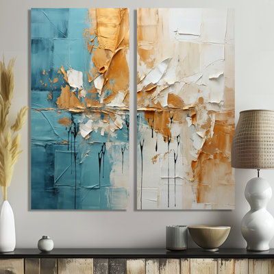 Transcendent Textures I - Large Collages abstraits sur toile, art mural 2 panneaux