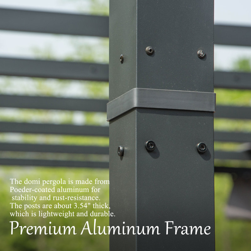Outdoor Aluminum Retractable Pergola with Canopy, Gray Brown, 20 ft x 11 ft