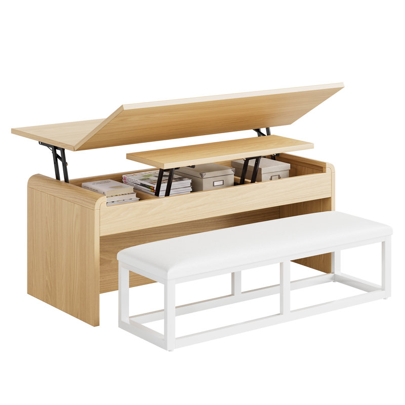 Banc rembourré Senna, Bois naturel