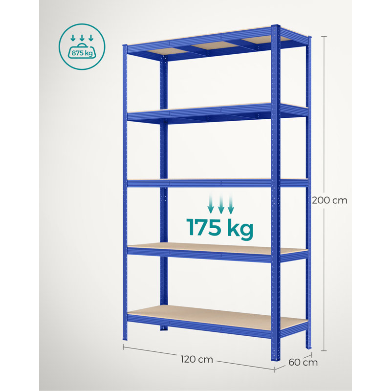Kris Metal Height -Adjustable Shelving Unit, Blue, 200cm H x 60cm W x 120cm D