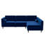 Canapé modulaire en velours bleu Christian faisant face à la droite