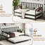 Lit de jour simple avec lit gigogne, structure de lit en métal pour chambre d'amis, peu encombrant, éléments classiques de style moderne, support robuste, rangement inférieur, assemblage facile, construction facile