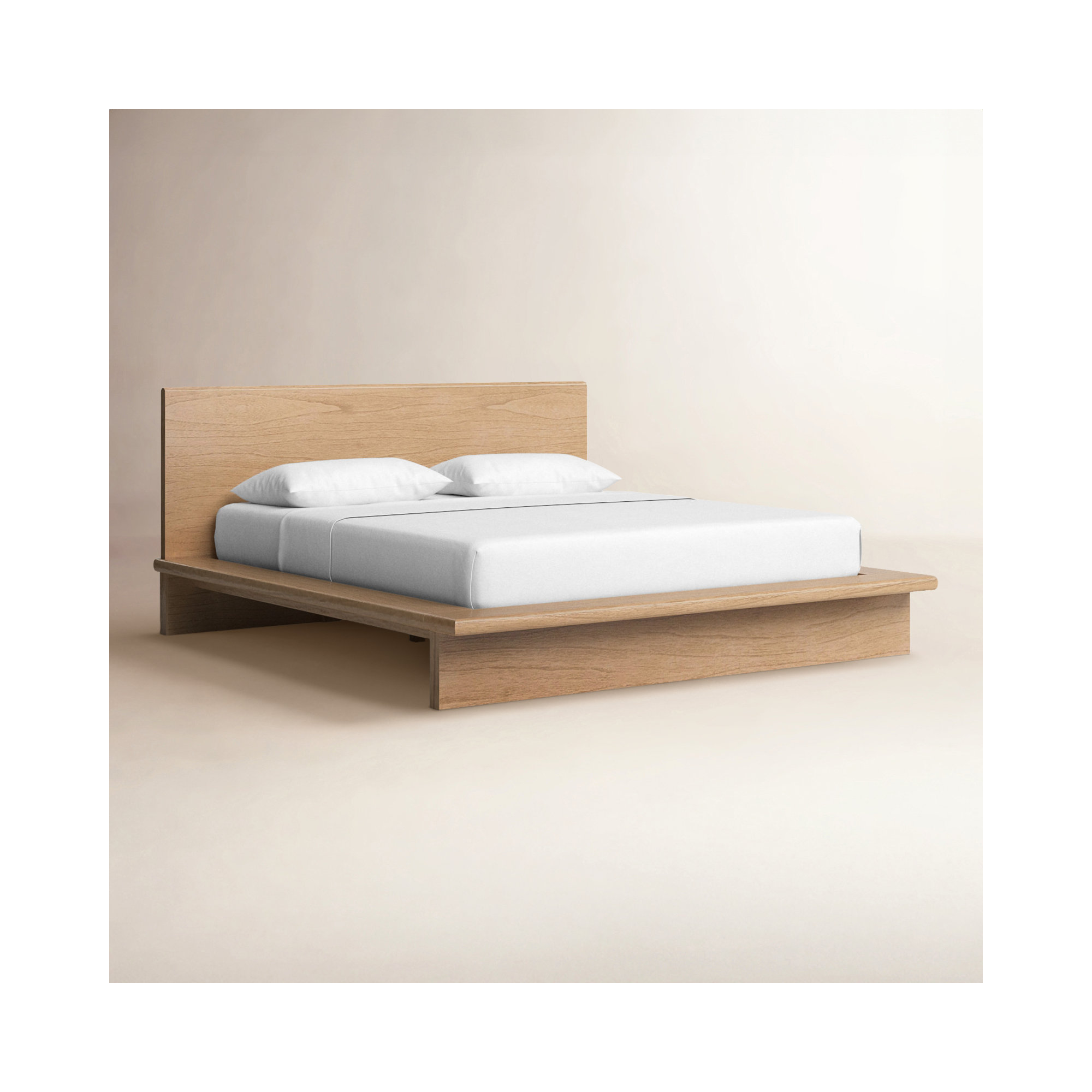 Soleil Wood Platform Bed, King, Light Brown