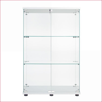 Vitrines d'exposition avec deux portes en verre 3 tablettes, noir | Contemporain | Salon