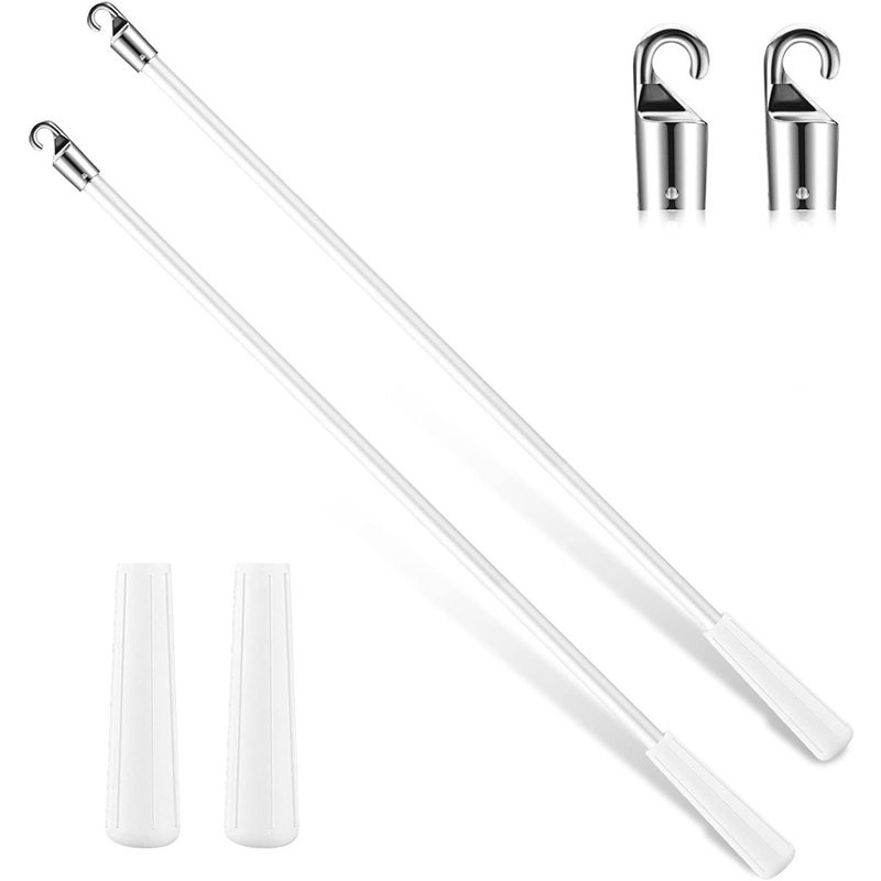 Baguettes de remplacement blanches en fibre de verre avec crochet et poignée, accessoires d'ouvre-fenêtre verticaux, ensemble de 2.