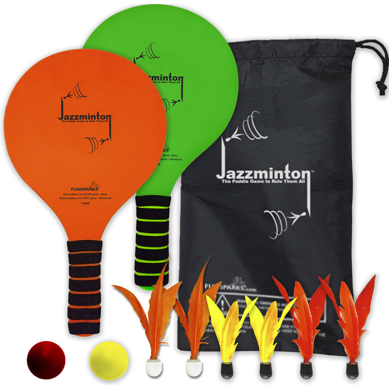 Funsparks LLC Solid + Manufactured Wood Paddle Ball with Carrying Case