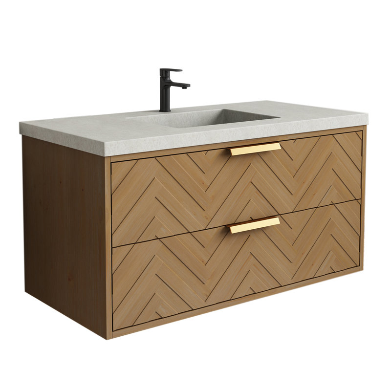 Meuble-lavabo flottant avec lavabo simple en ciment 42 po Maxbano