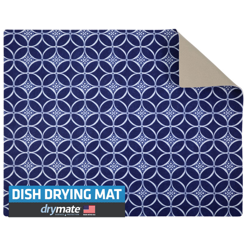 Indigo Blue Low-Profile Super Absorbent Dish Drying Mat 19" x 24"