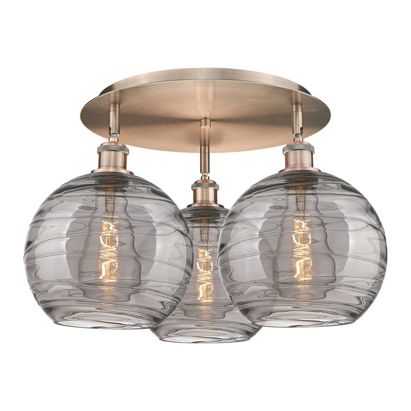 Essex Glass Flush Mount, Antique Copper, 12.63" H x 21.75" W x 21.75" D