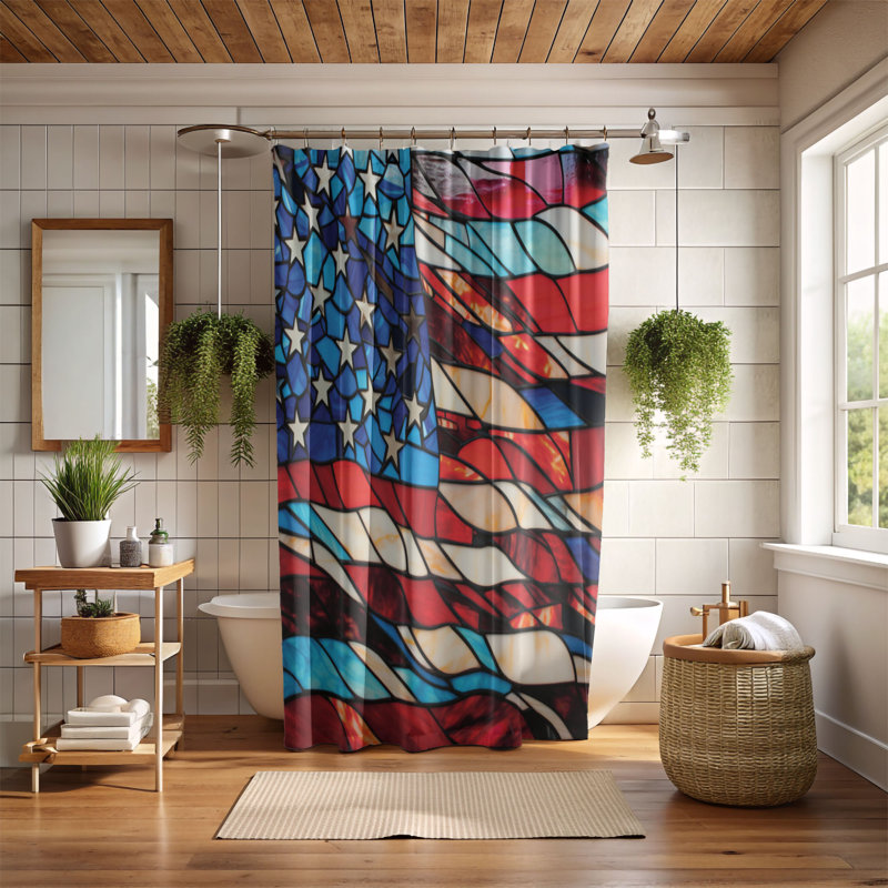 Rideau de douche standard 1 pièce Flag Colors Glass, H 74 po x l 71 po