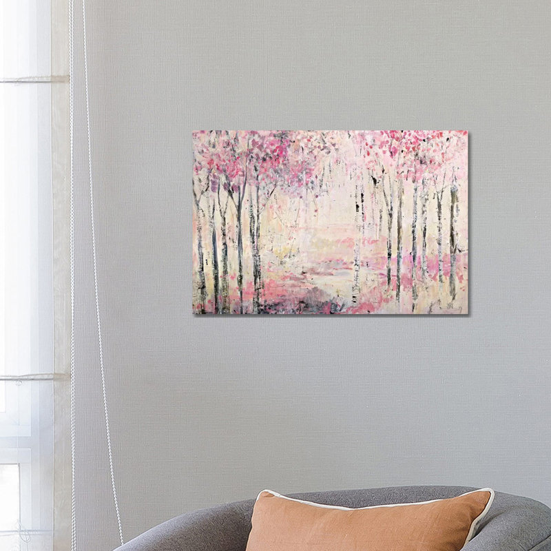Reproduction d’art, "Pink Park" par Jodi Maas, H 18 po x l 26 po x P 1,5 po, Toile tendue, Pas de tapis