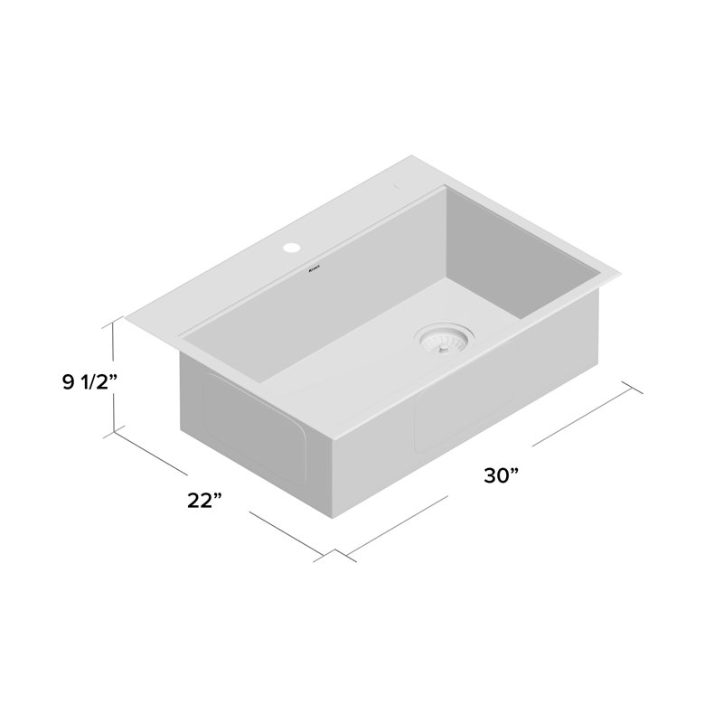 Évier de cuisine à simple cuve en acier inoxydable KRAUS Kore ™, 30 po x 30 po