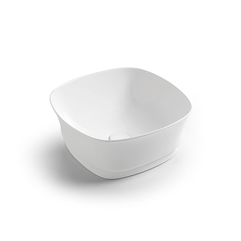 White Ceramic Square Wall-Mount Bathroom Sink