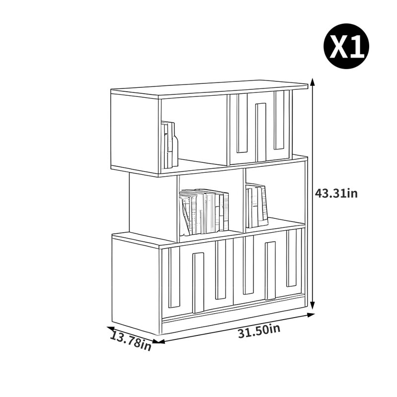 Majed, (2 tablettes) H 43,31 po x l 31,5 po x P 13,78 po, Brun