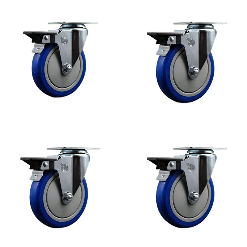 Roulettes de frein pivotantes en poly Posi, gris