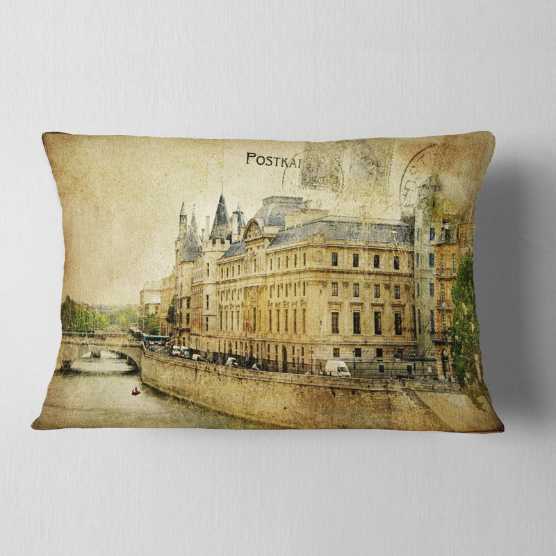 Old Parisian Cartes - Coussin imprimé paysage urbain