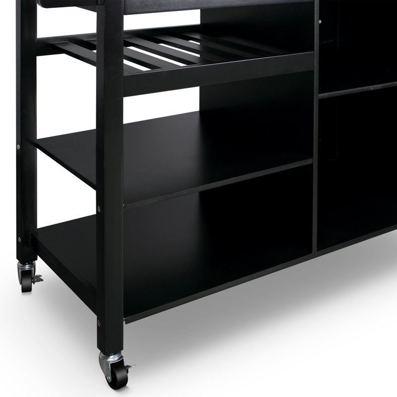 Domenique Solid Wood Top Kitchen Cart, Black