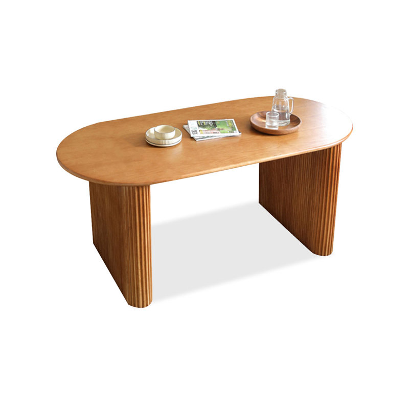 Brown Oval Solid Wood Dining Table, 29.53"H x 62.99"L x 27.56"W