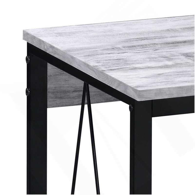 Antique White And Black 35.5" Writing Desk With Metal Sled Base