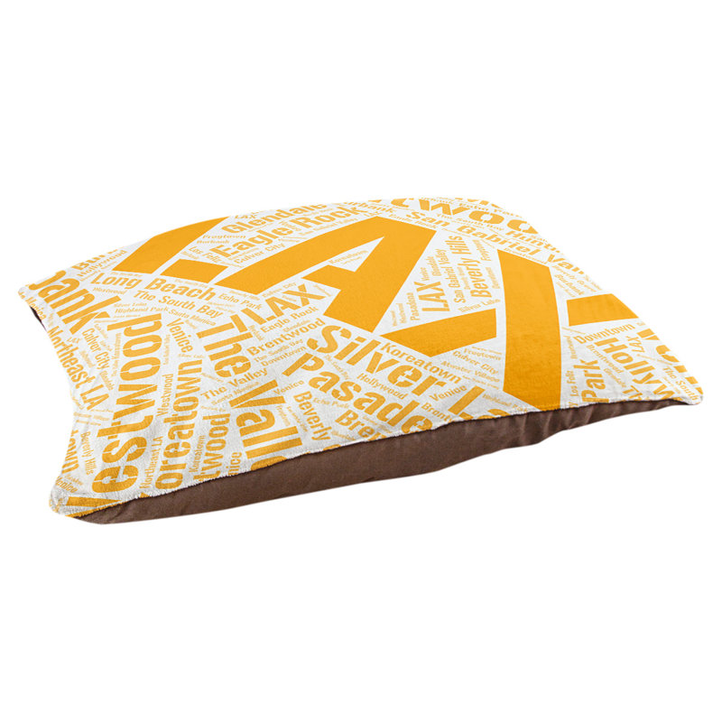 Coussin de chien « districts », Grand (l 40 po x P 30 po x H 14 po), Orange, Los Angeles