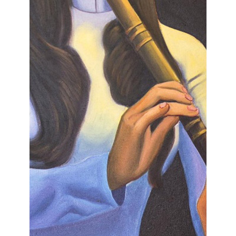 Le musicien | Huile sur toile | Par Dinesh Attry | Avec cadre