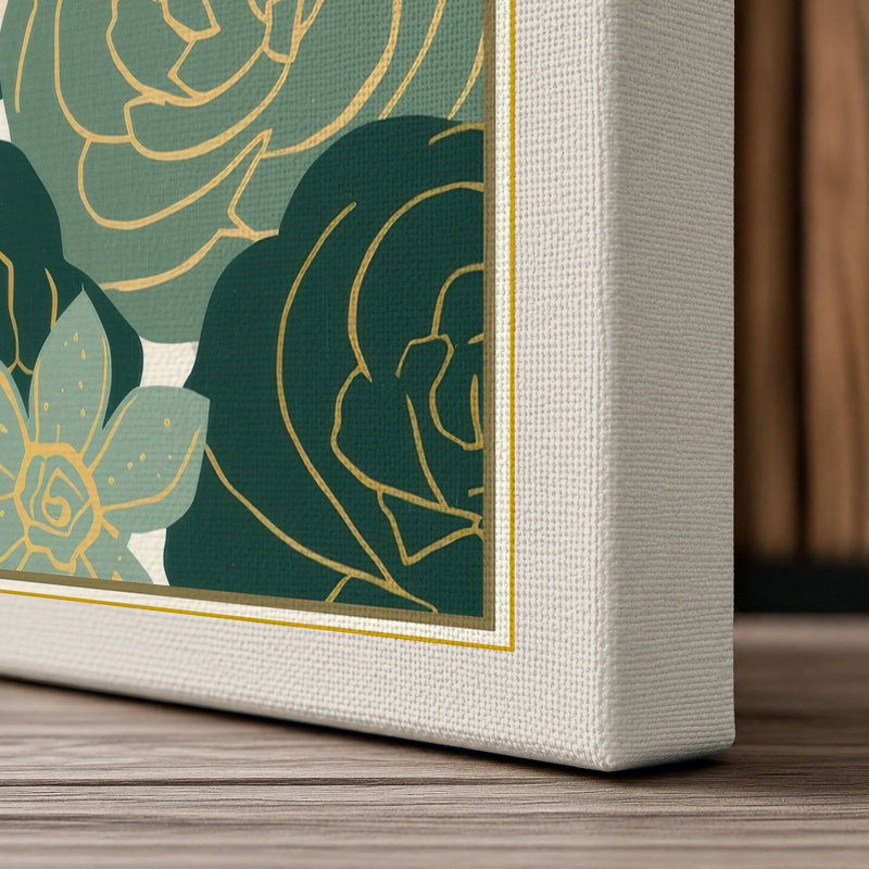 Floral Garden Study Botanical - Wrapped Canvas, 24x16 - 61.0 x 40.6 cm, Cream Border