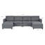 Grand canapé modulaire moderne en U avec rangement, tissu chenille, canapé-lit de 123 pouces et repose-pieds pour le salon-464599663