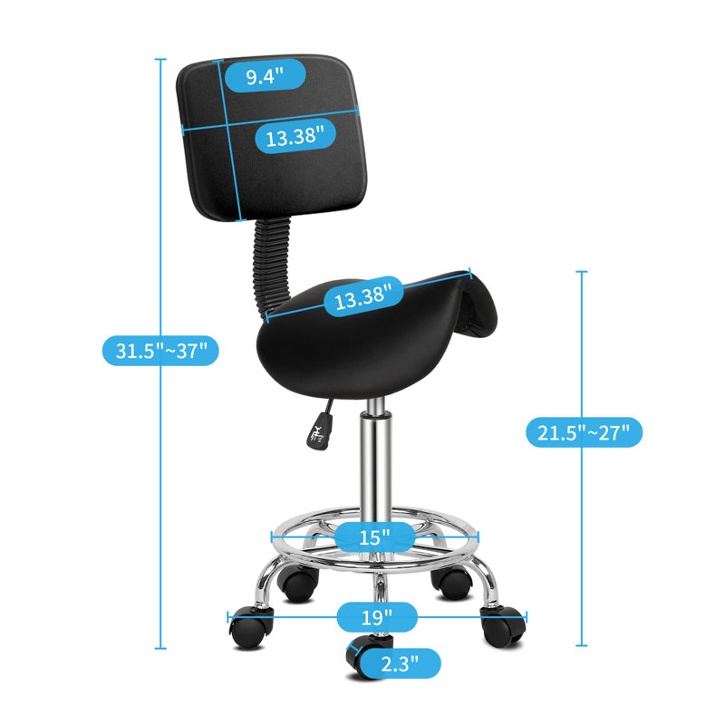 Backed Adjustable Height Ergonomic Lab Stool Wheels