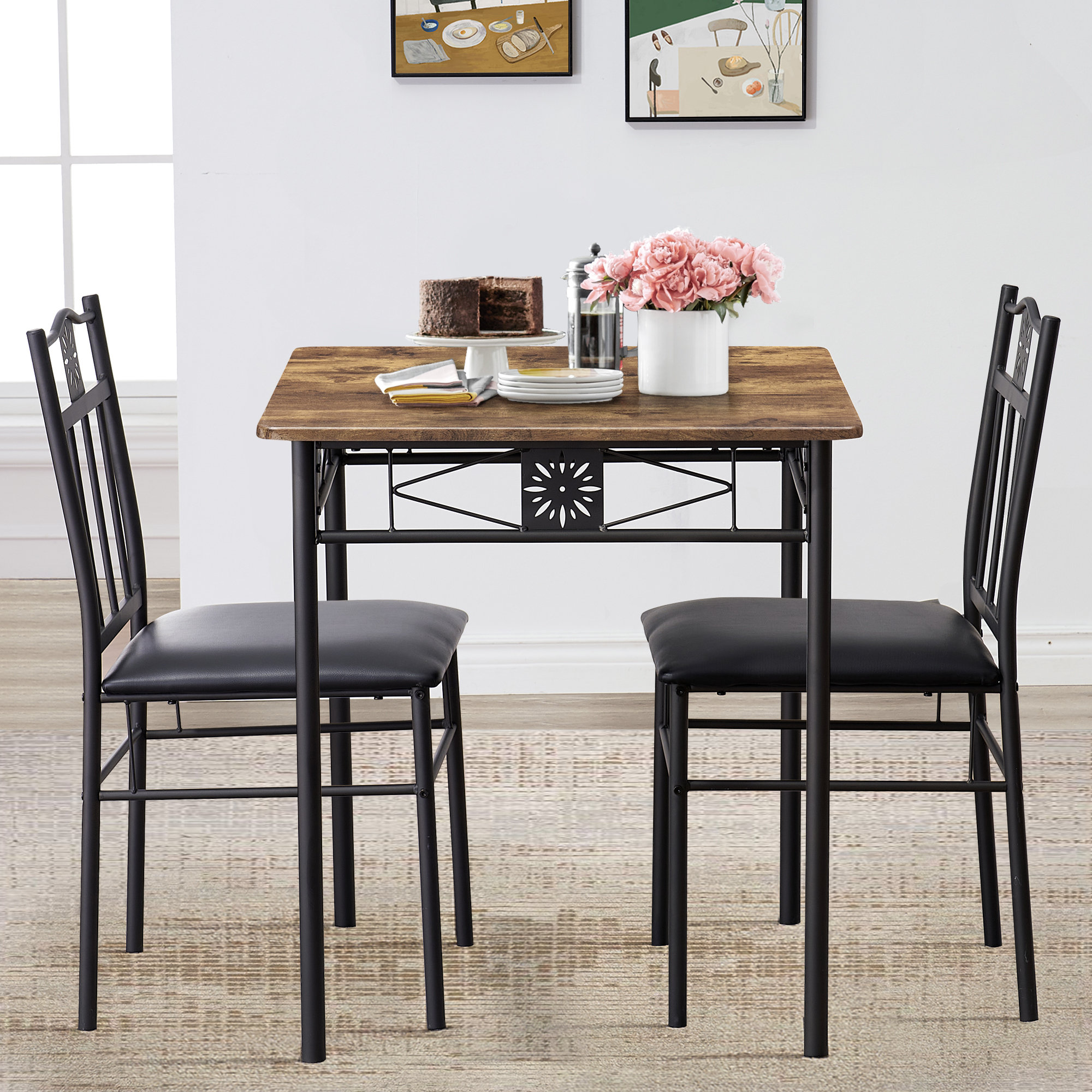 Winston Porter Brijesh 3 - Piece Couple Dining Set & Reviews | Wayfair