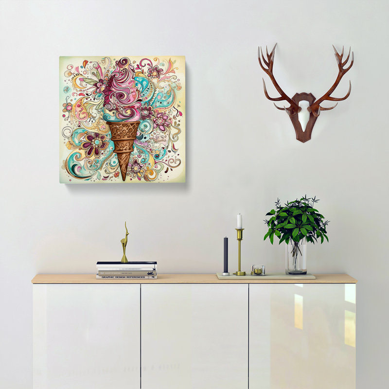 Ice Cream Paisley - Wrapped Canvas, 35cm H x 35cm W x 3cm D