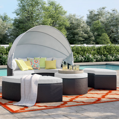 Convene Wicker Rattan Outdoor Patio Canopy Sectional Daybed by Modway