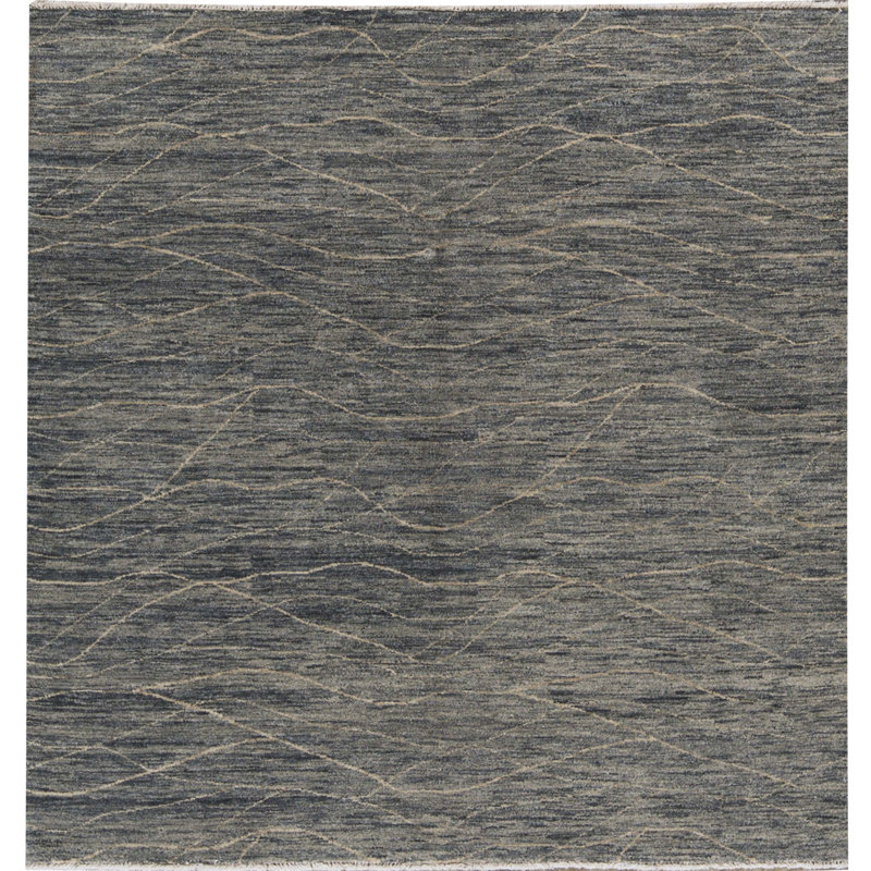 Tapis carré bleu de haute qualité noué à la main