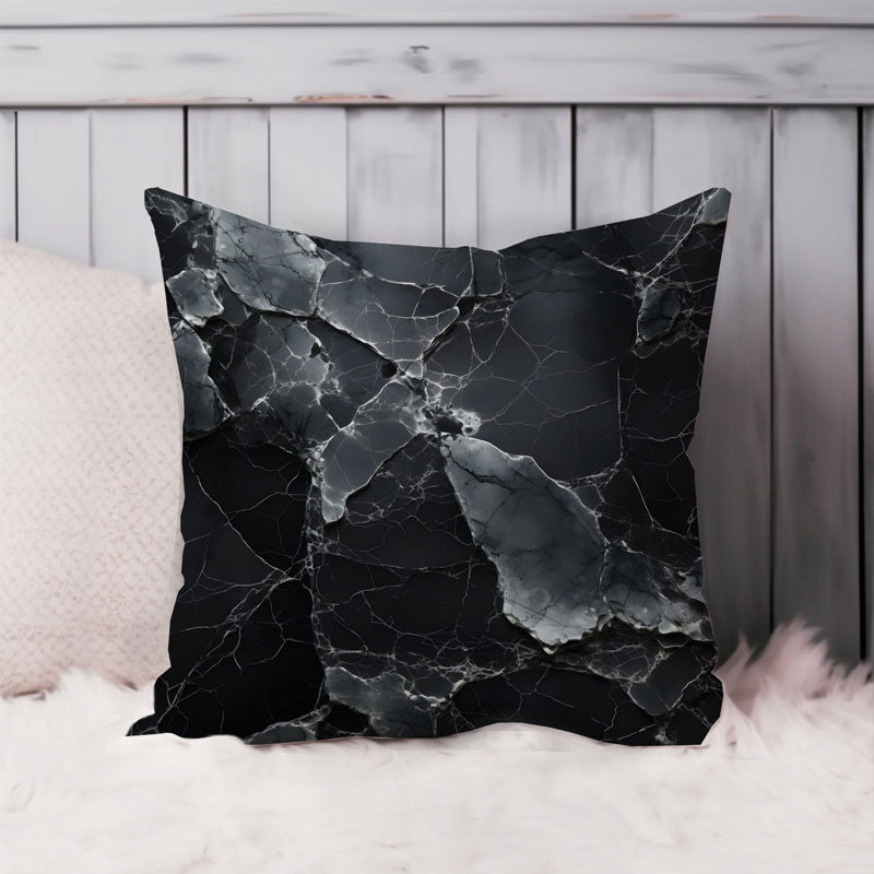 Abstract Black Marble Geode Symphony VI Modern, 20"H x 20"W